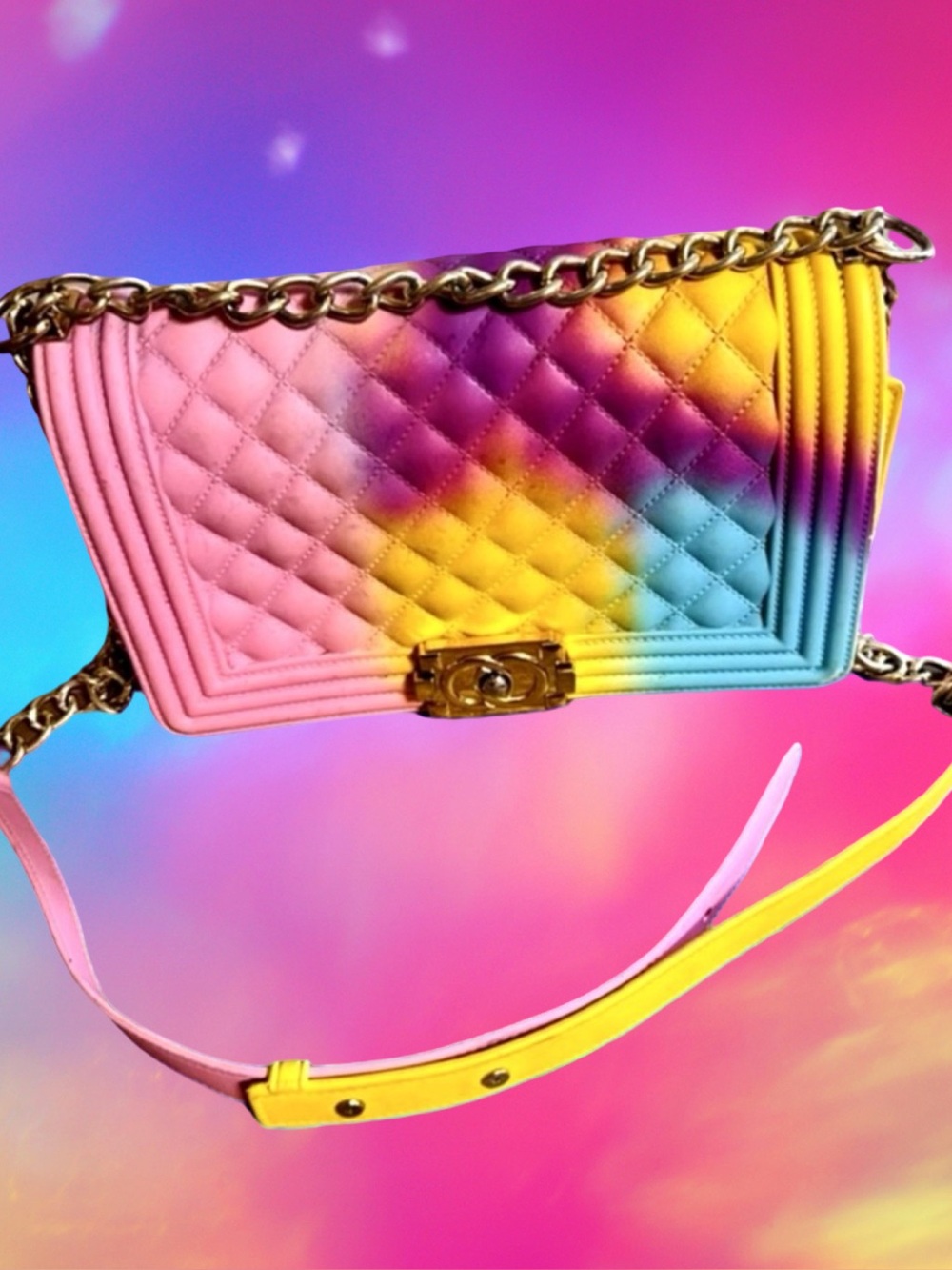 Vibrant Women’s Pink/Purple/Blue/Yellow Quilted Jelly Crossbody Purse Bag❤️❤️